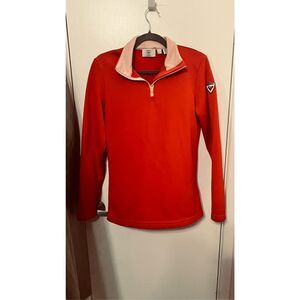 Rossignol Red Classique Half Zip Long SLeeve Polo Shirt Size L (B)